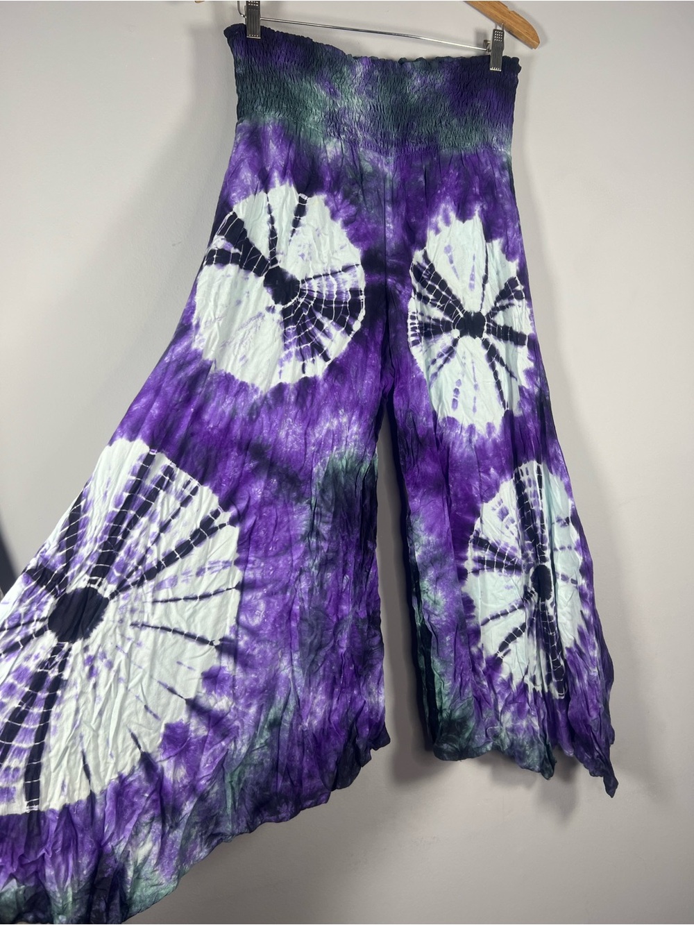 Earthbound Tie Dye Hippie Boho Wide Leg Stretchy Waist Pants Small - Picture 2 of 7
